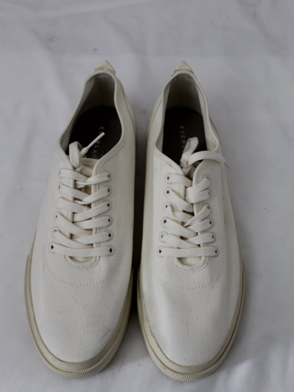 EVERLANE White Leather Flats Loafers Sneakers Lace Up Women 11.5 Men 9.5